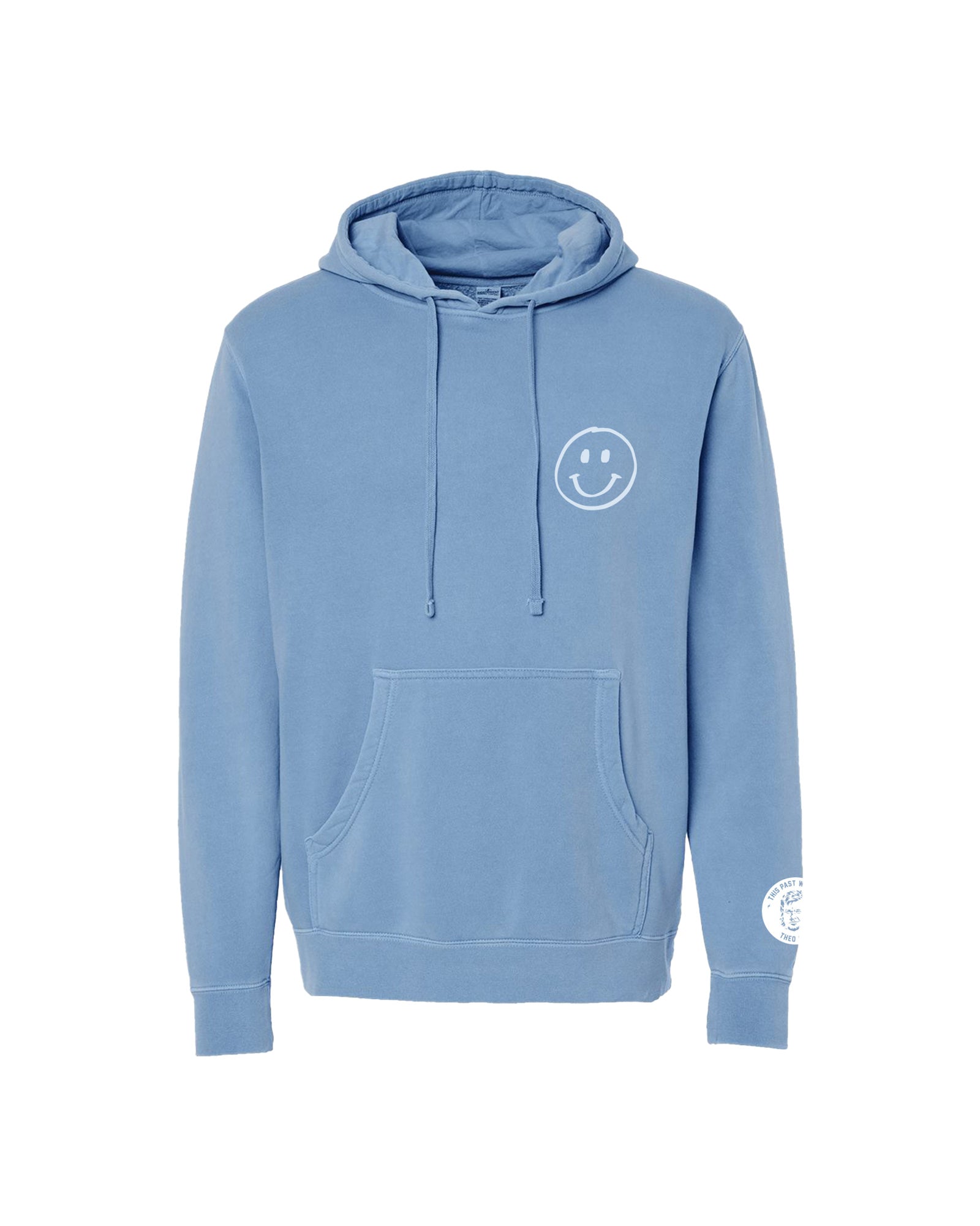 Be Good To Yourself Pigment Light Blue Hoodie.Front